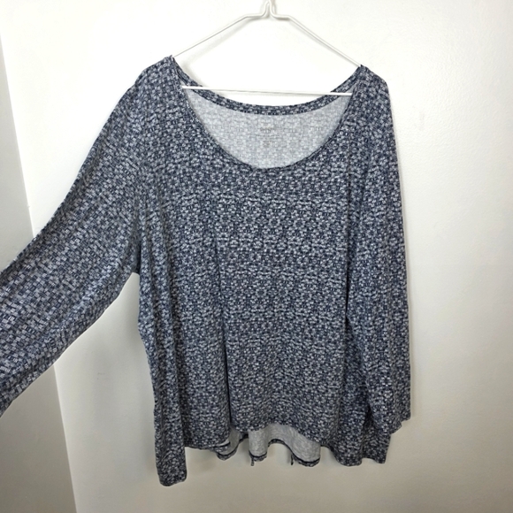 J. Jill Tops - J. Jill White Navy 100% Pima Cotton Classic‎ Back-Tie Print Tunic Shirt Size 3X